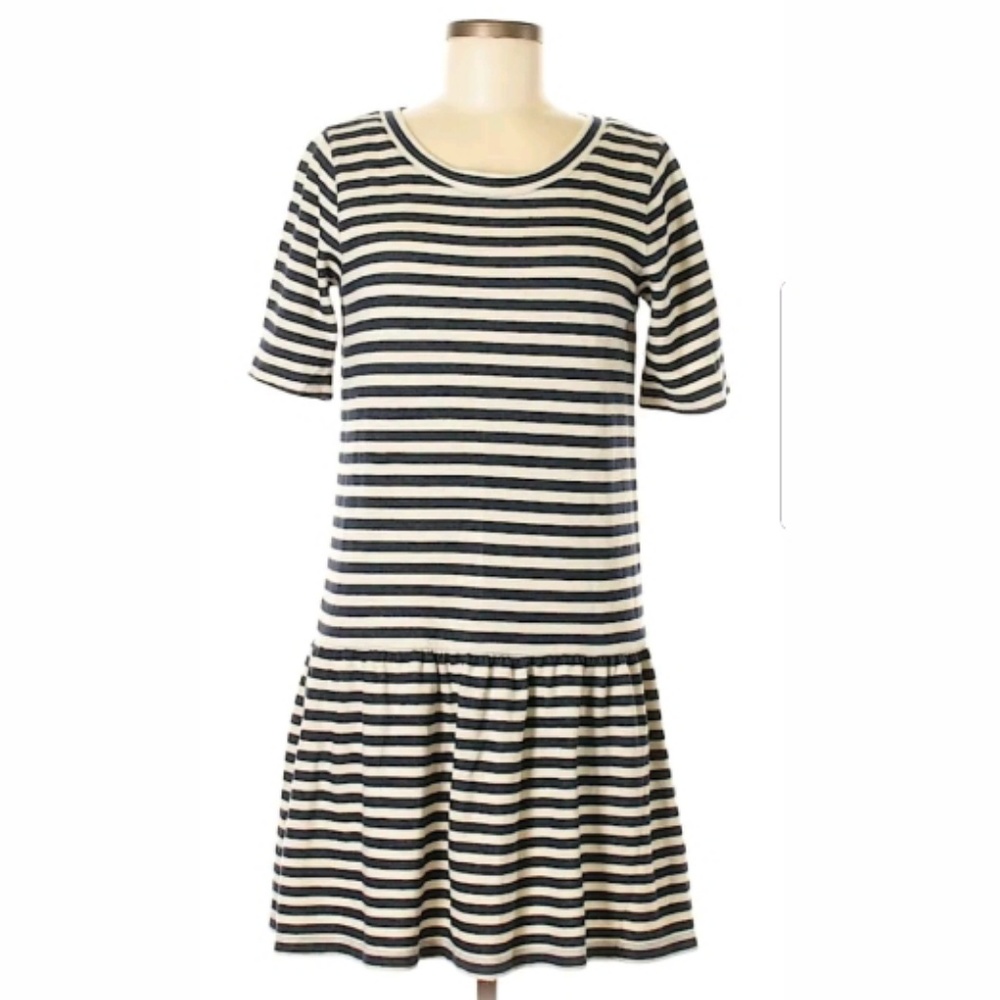 MARINA LUNA  Navy Blue Ivory Strip dress S